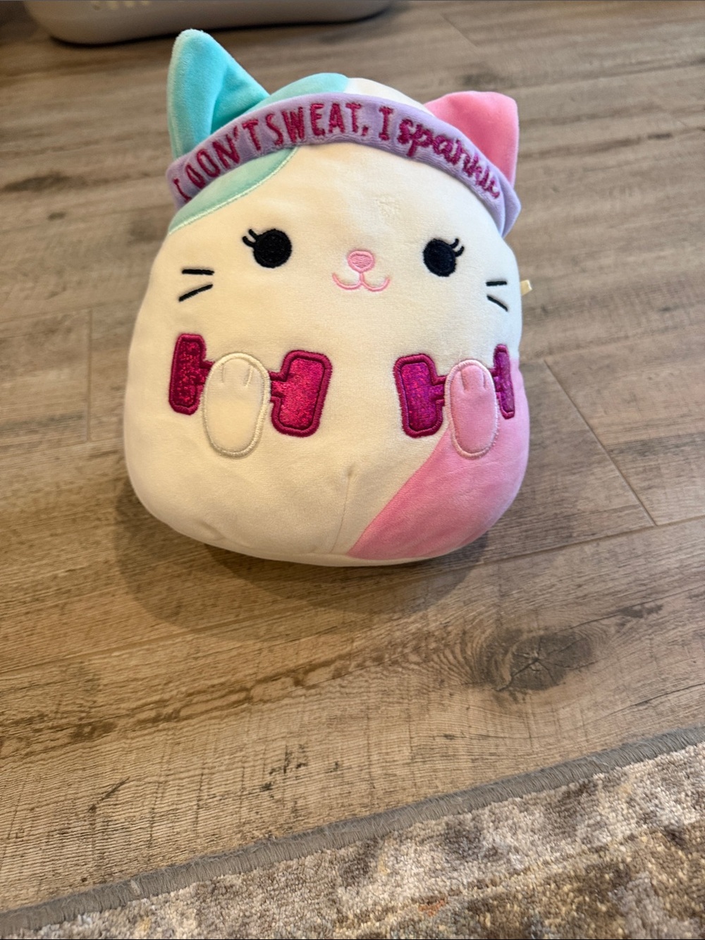 Squishmallows White Pink Mint Cat Plush